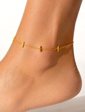 Madewell Gold Bar Anklet 14K Gold Plated Luxury Foot Chain Bracelet